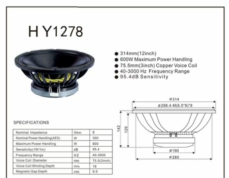 PARLANTE 12" 300W RMS (3 IN) 40-3000 ...