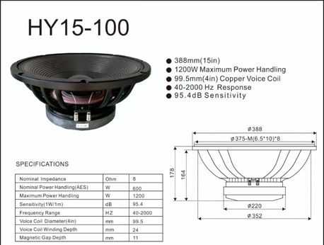 PARLANTE 15" 600W RMS (4IN ) 40-2000 ...