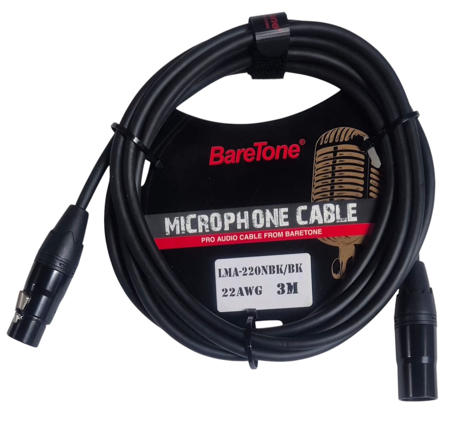 CABLE MICROFONO LARGO 3M NEGRO 22AWG