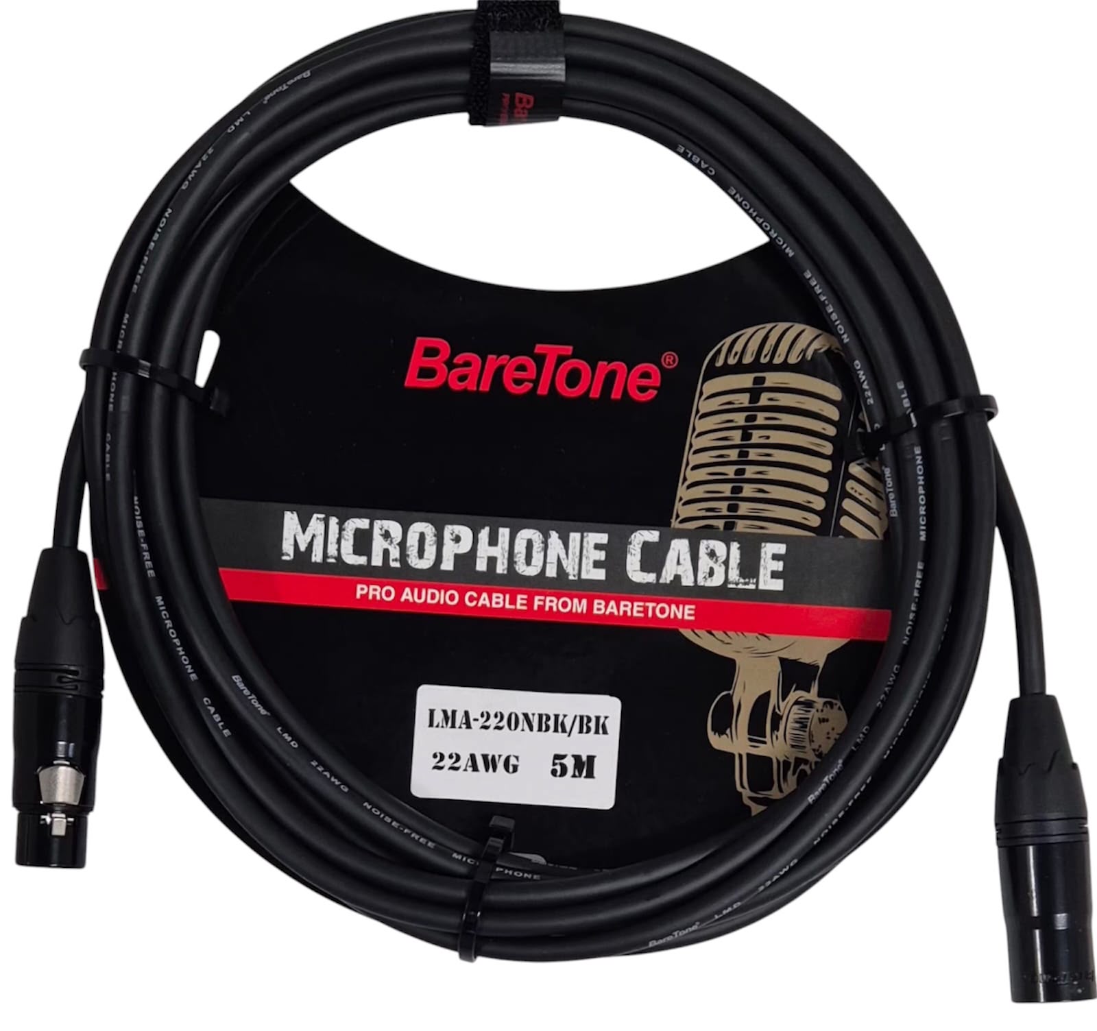 CABLE MICROFONO LARGO 5M NEGRO 22AWG