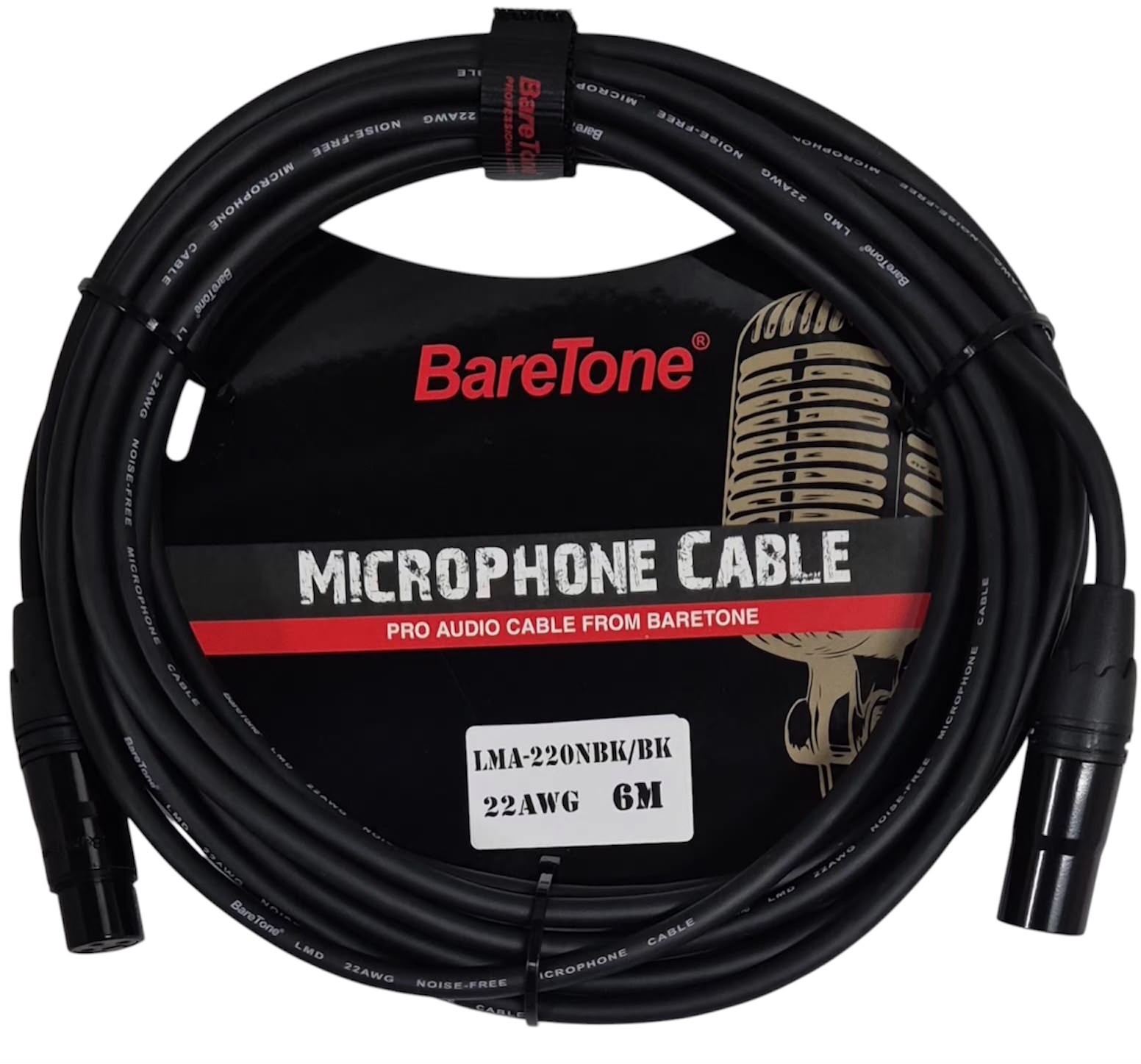 CABLE MICROFONO LARGO 6M NEGRO 22AWG