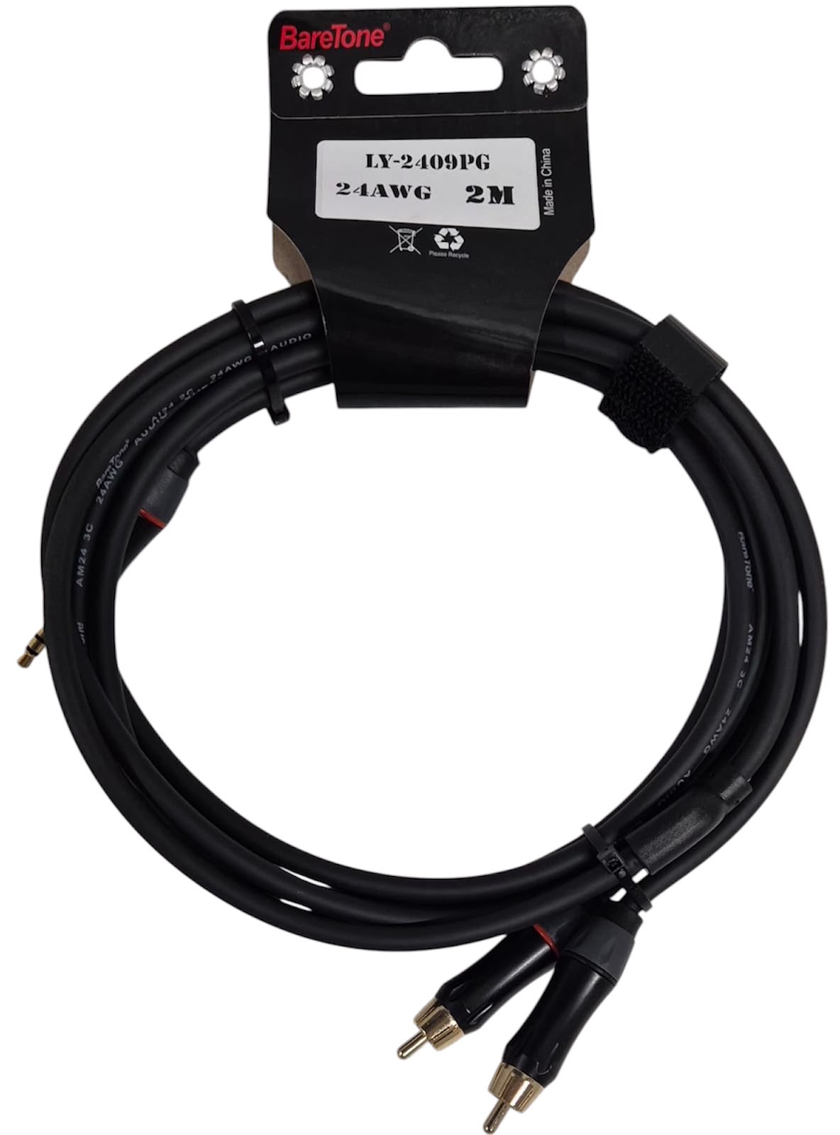 CABLE 3.5MM TRS PLUG-2XRCA 2M 24AWG