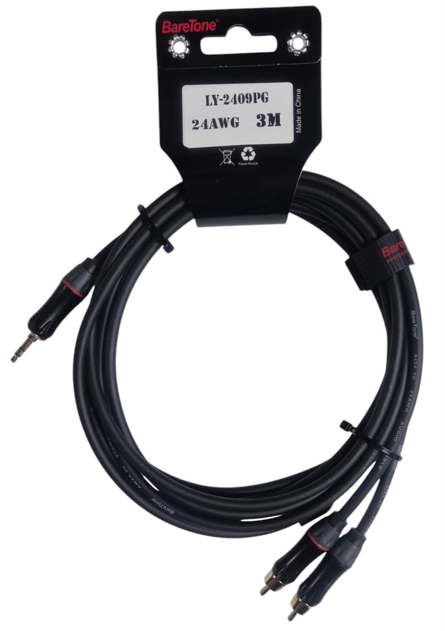 CABLE 3.5MM TRS PLUG-2XRCA 3M 24AWG
