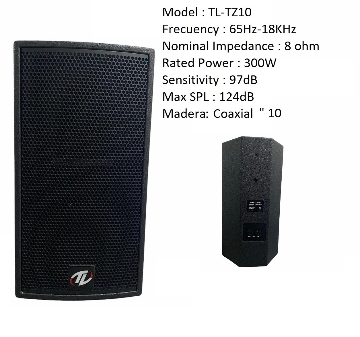 CAJA COAXIAL MADERA 10" 300W ,